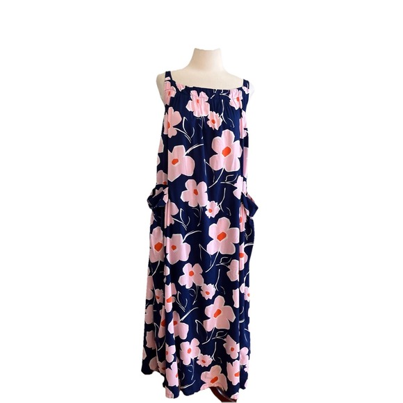 The Unbranded Brand Dresses & Skirts - Maxi Dress Junior Sz L Navy Pink Floral Ruffled Maxi prairie cottagecore
